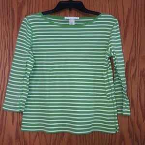 Jones New York green and white striped tee
